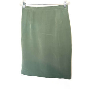 Travis Ayers Silk Skirt Womens Size 30" Waist Sage Green Pencil Lined Vent